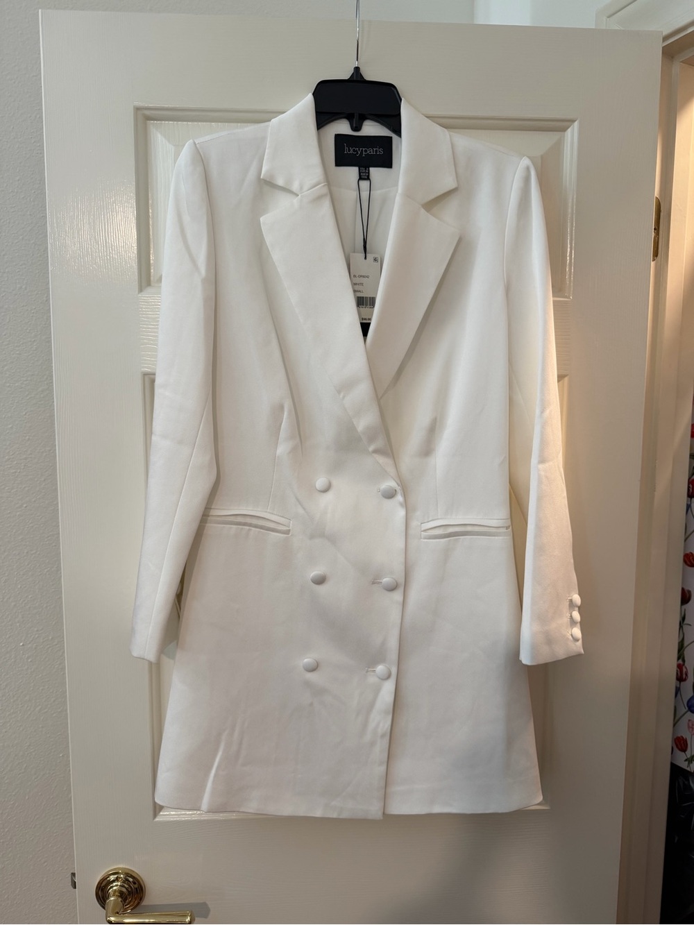 Lucy Paris White Double-Breasted Mini Blazer Dress